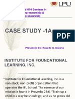 Case Study - 1A: PHDM 614 Seminar in Entrepreneurship & Intrapreneurship
