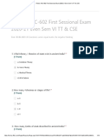 ITC&S, KNC-602 First Sessional Exam 2020-21 Even Sem VI TT & CSE