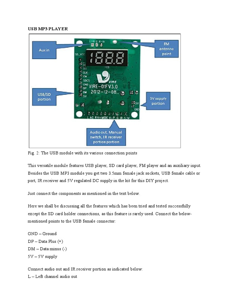 DIY USB MP3 Player Connection Guide | PDF | Computers