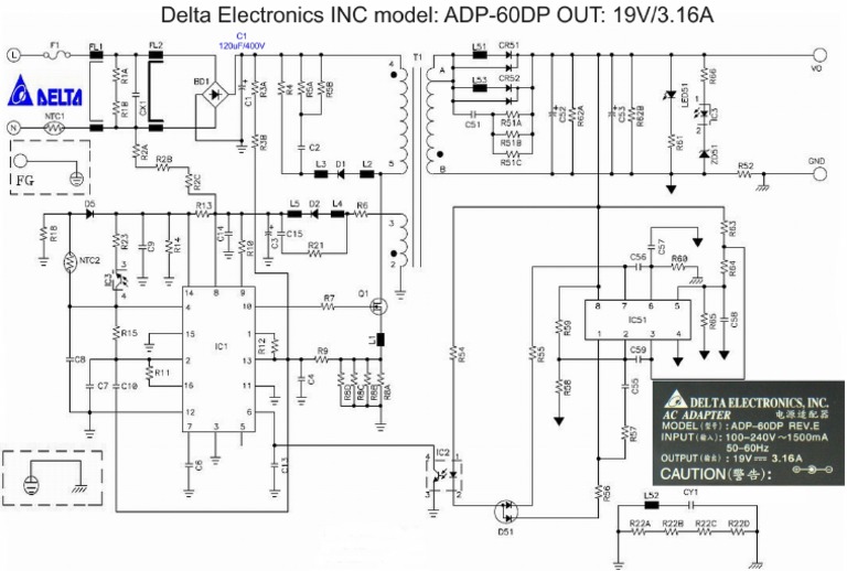 Delta Electronics INC Model ADP-60DP OUT 19V-3.16A | PDF