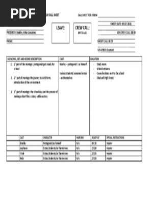 call sheet
