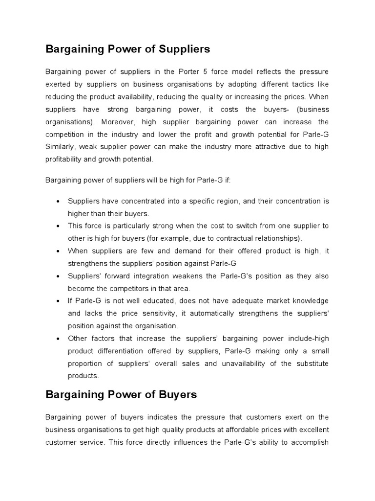 Bargaining Power of Suppliers PDF Profit (Economics) Supply Chain