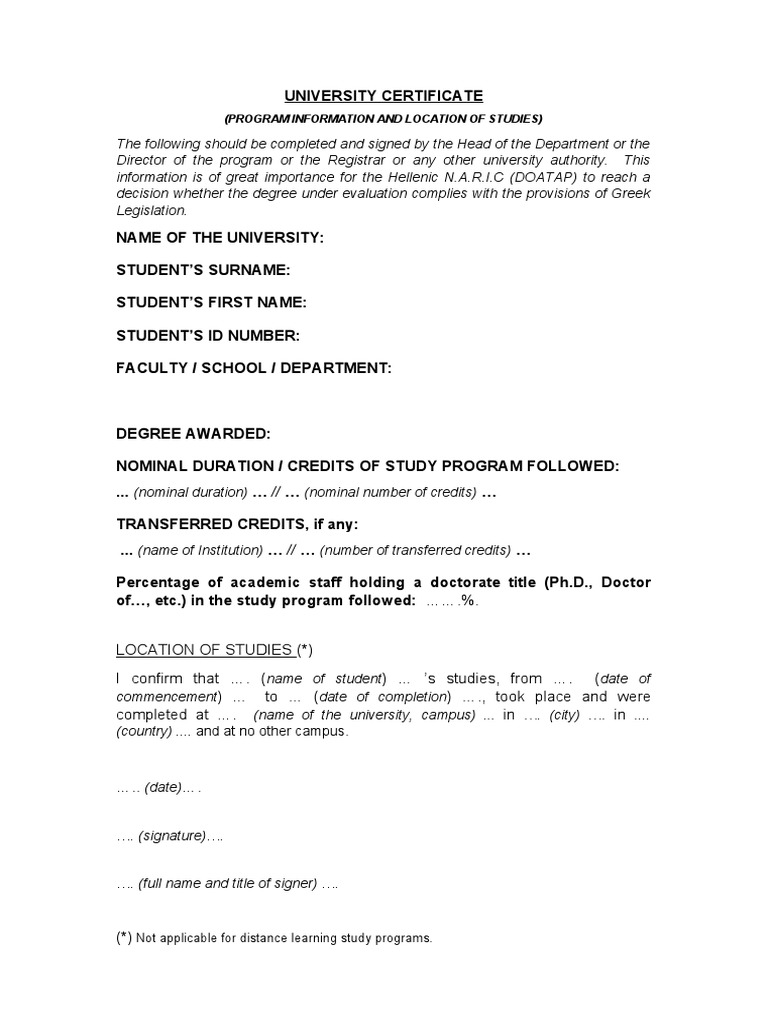 University Certificate of Studies | PDF