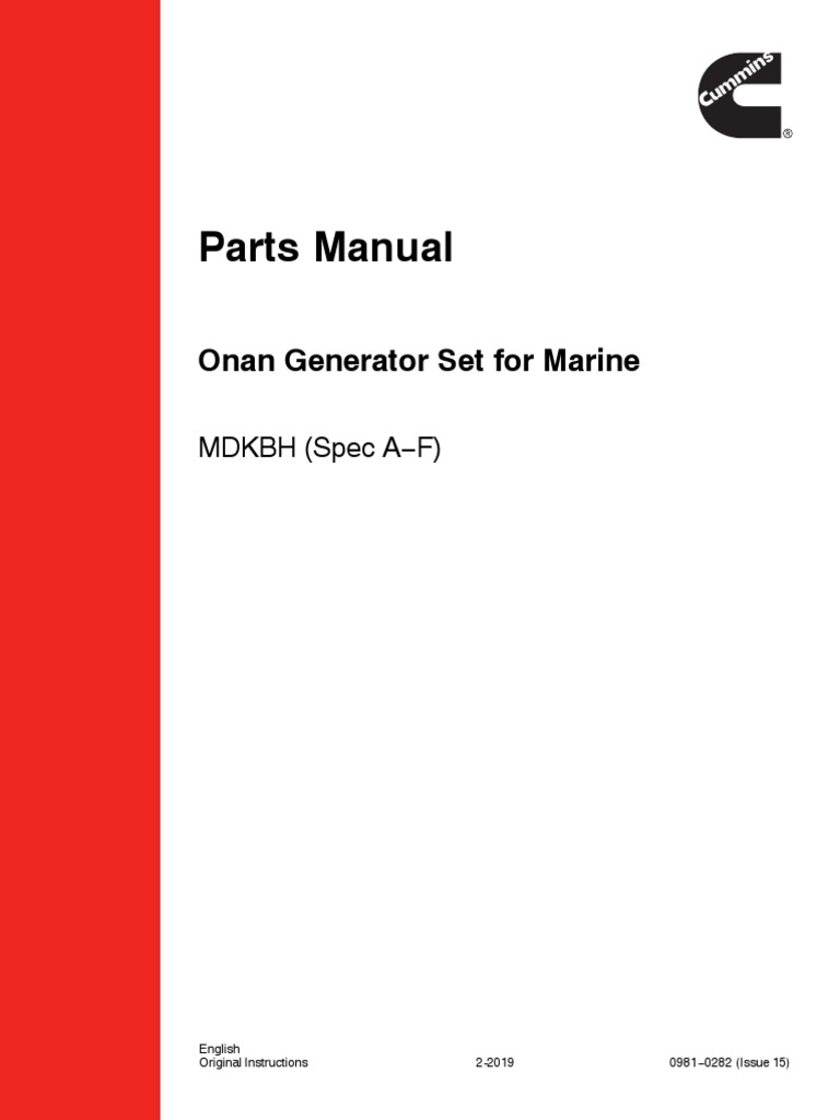 Cummins Onan Marine Generator MDKBH Partsmanual PDF Piston Pump