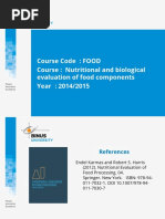 Course Code: FOOD Course: Nutritional and Biological Evaluation of Food Components Year: 2014/2015