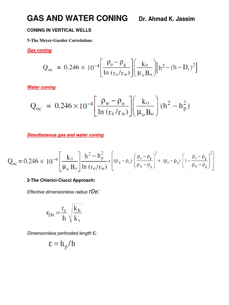 Water and Gas Coning DR Ahmad | PDF | Law
