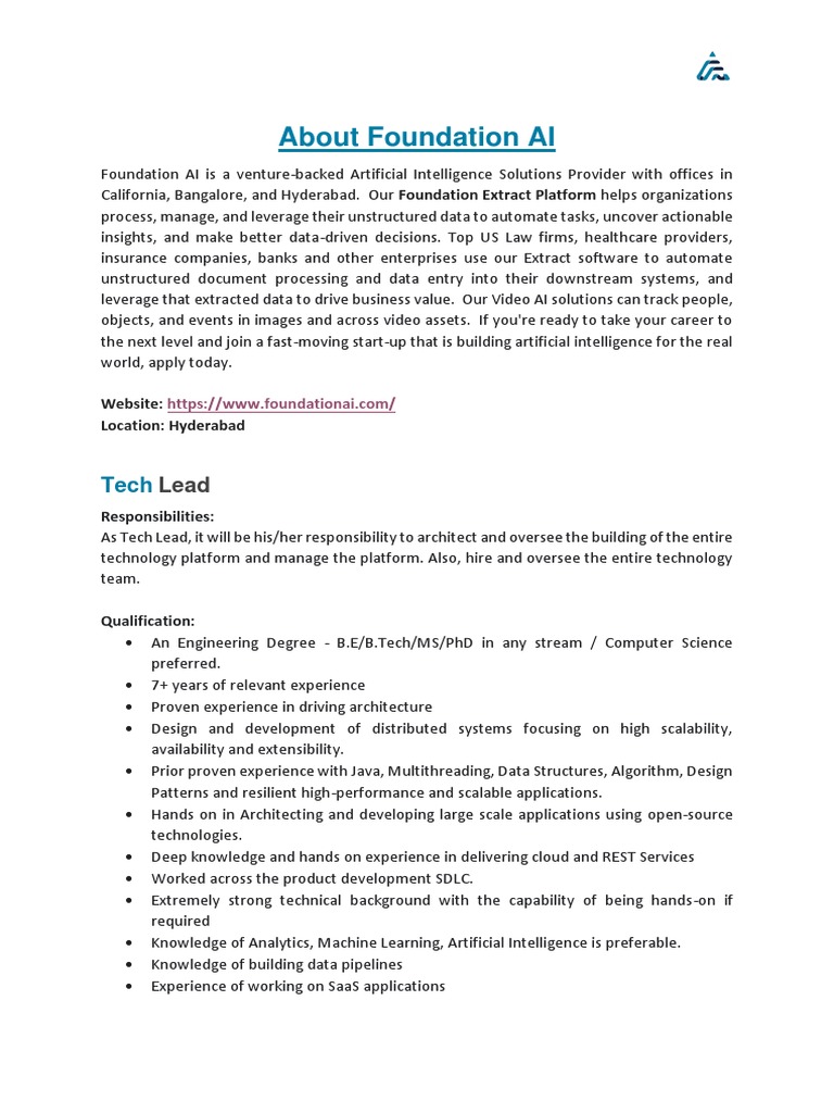 Foundation AI Job Descriptions PDF Artificial Intelligence