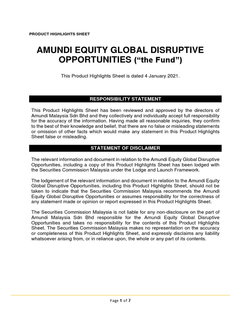 Amundi Equity Global Disruptive Opportunities: (\