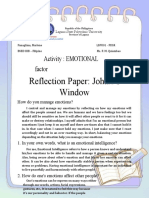 Reflection Paper: Johari's Window: Activity: EMOTIONAL Factor