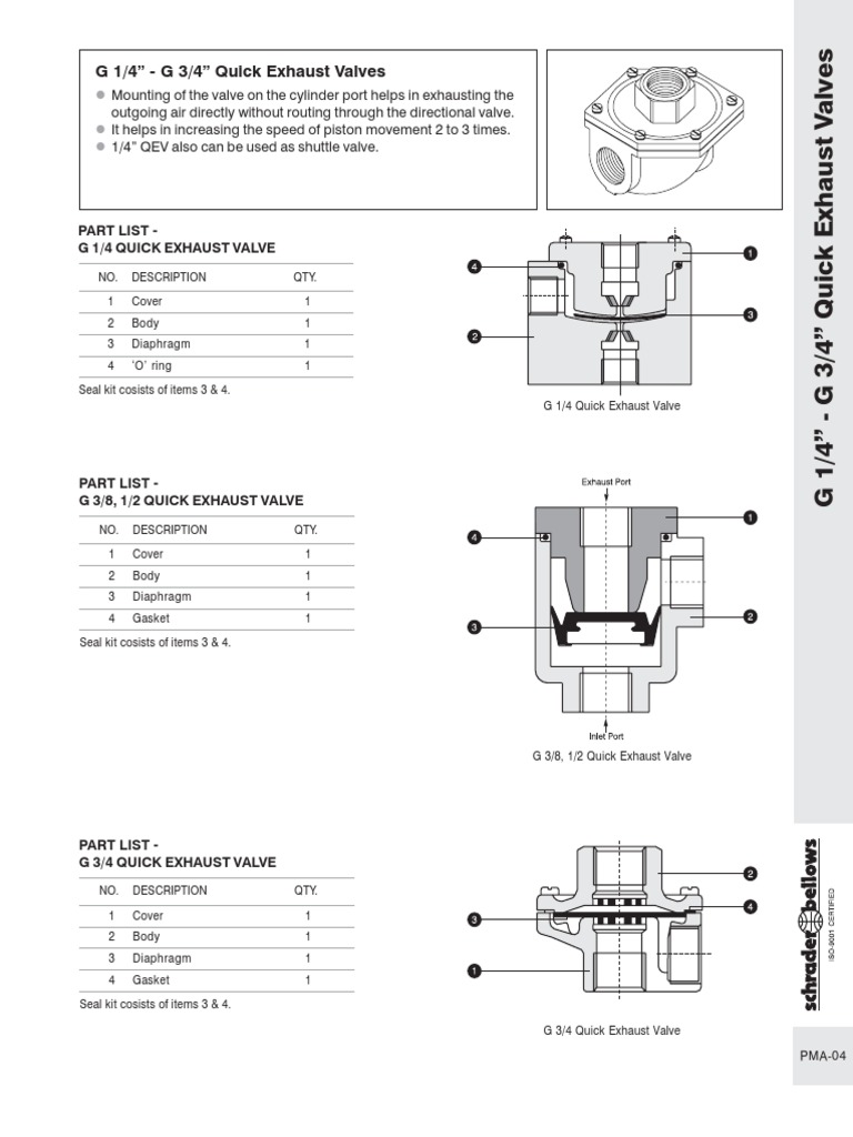 Quick Exhaust Valve Specifications and Operation | PDF | Valve | Piston