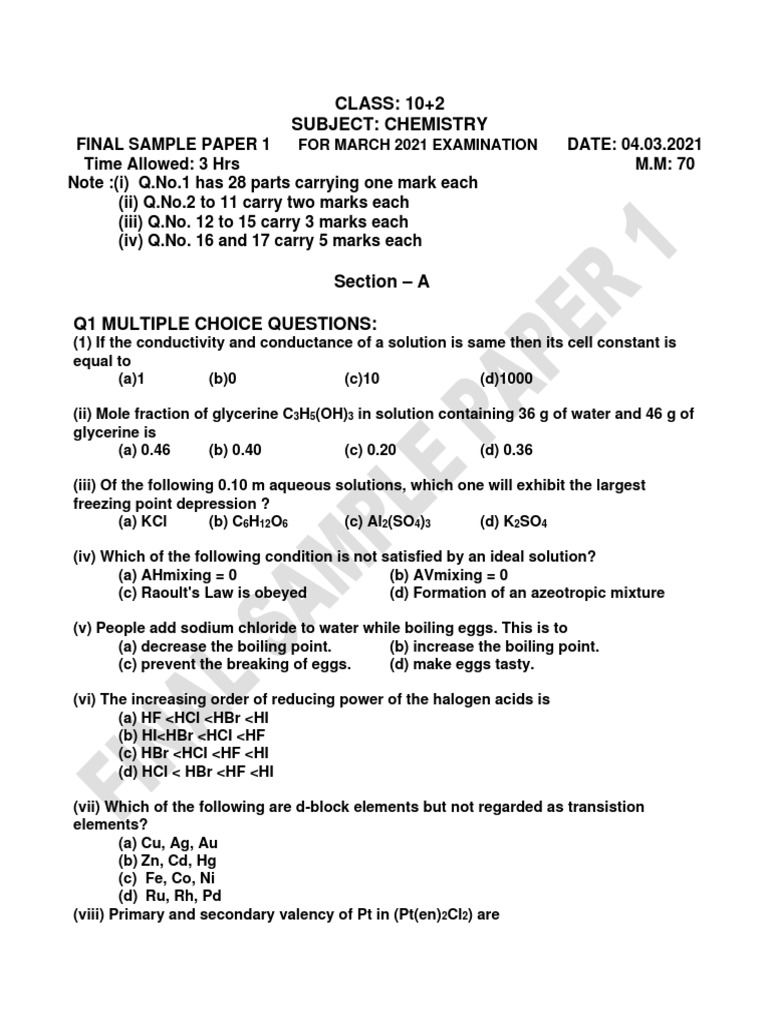 CLASS: 10+2 Subject: Chemistry | PDF | Adsorption | Molecules