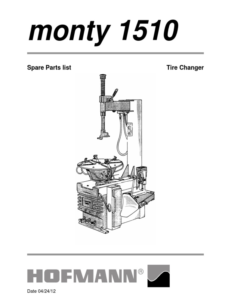Monty 1510: Spare Parts List Tire Changer | PDF | Screw | Valve