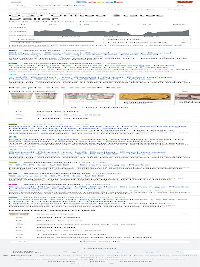 Riyal To Dollar Google Search PDF United States Dollar Exchange