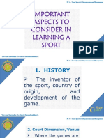 Lesson 1.1 Aspects To Consider in Learning A Sport