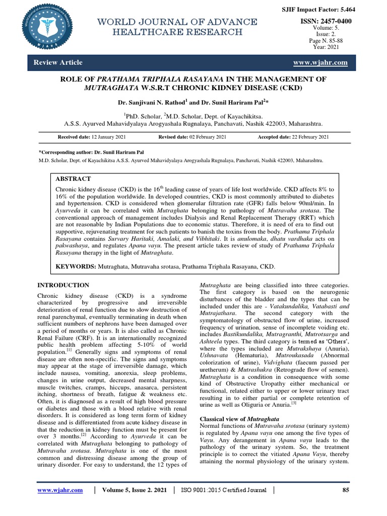 World Journal of Advance Healthcare Research Role of Prathama Triphala
