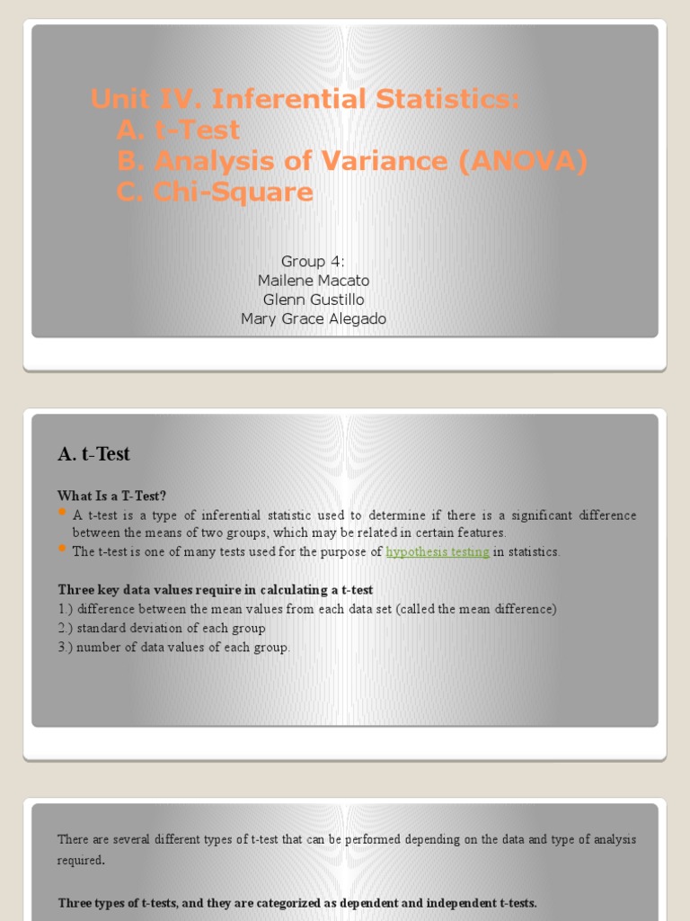 Understanding T-Tests, ANOVA, and Chi-Square | PDF | Student's T Test ...