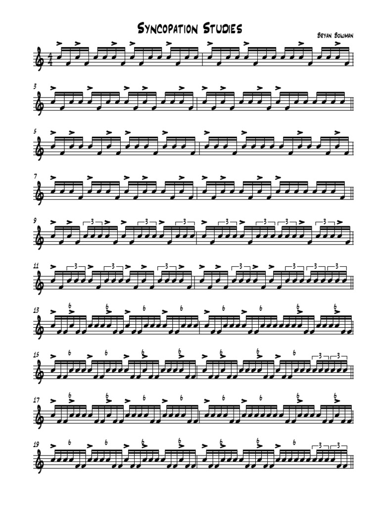 Syncopation Studies Drumset | PDF