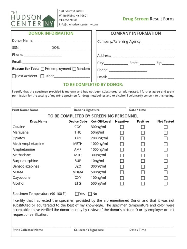 Drug Screen Result Form Final | PDF | Drug Test | Social Aspects Of Psychoactive Drugs for Free Printable Fake Drug Test Results