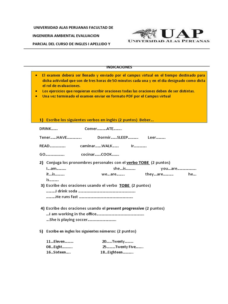 Examen Parcial Ingles | PDF | Relaciones sintácticas | Unidades Semánticas