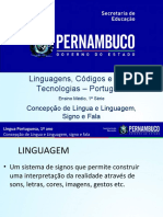 Concepção de língua e linguagem, signo e fala.