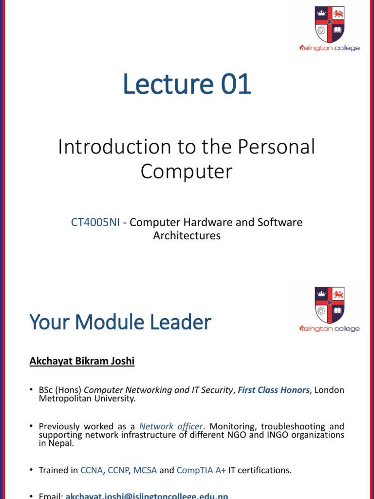 Lecture 01 - Computer Hardware and Software Architectures | PDF ...