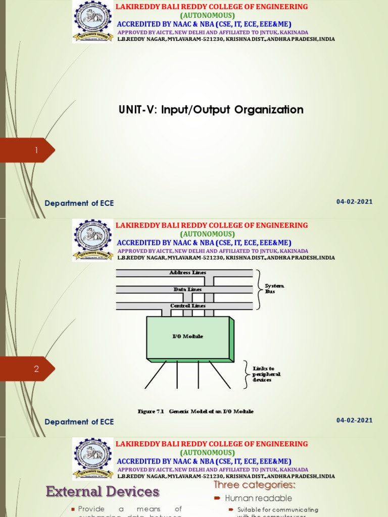 Coa Unit 5 Notes | PDF | Input/Output | Central Processing Unit