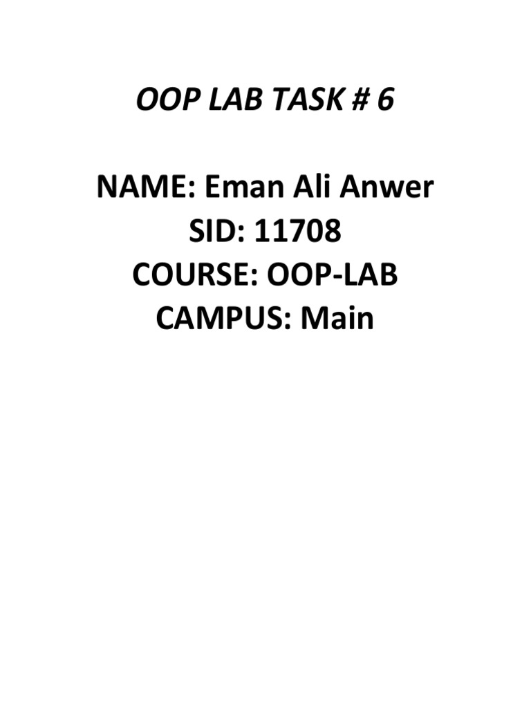 Oop Lab Task-6 | PDF