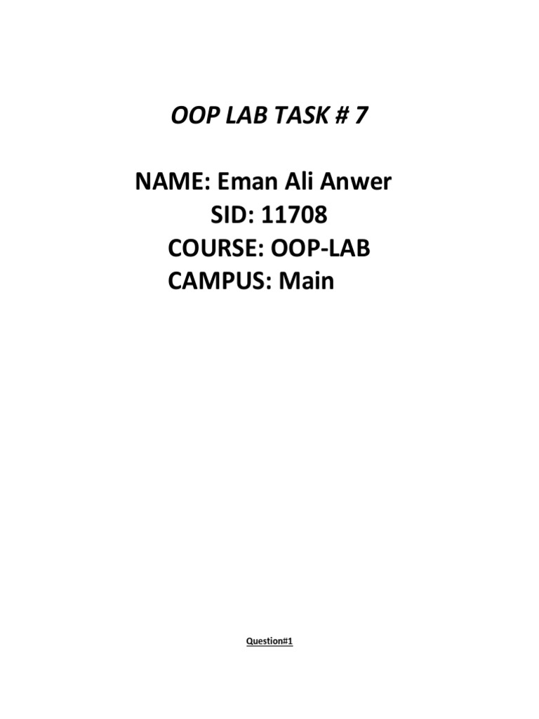 OOP Lab Task 7 - Eman Ali Anwer | PDF