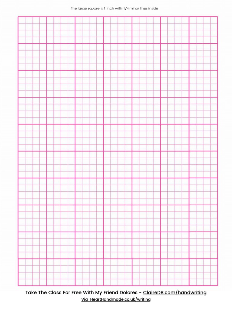 Print Handwriting Practice Sheets For Adults - Pink Grid - Right Hand | PDF