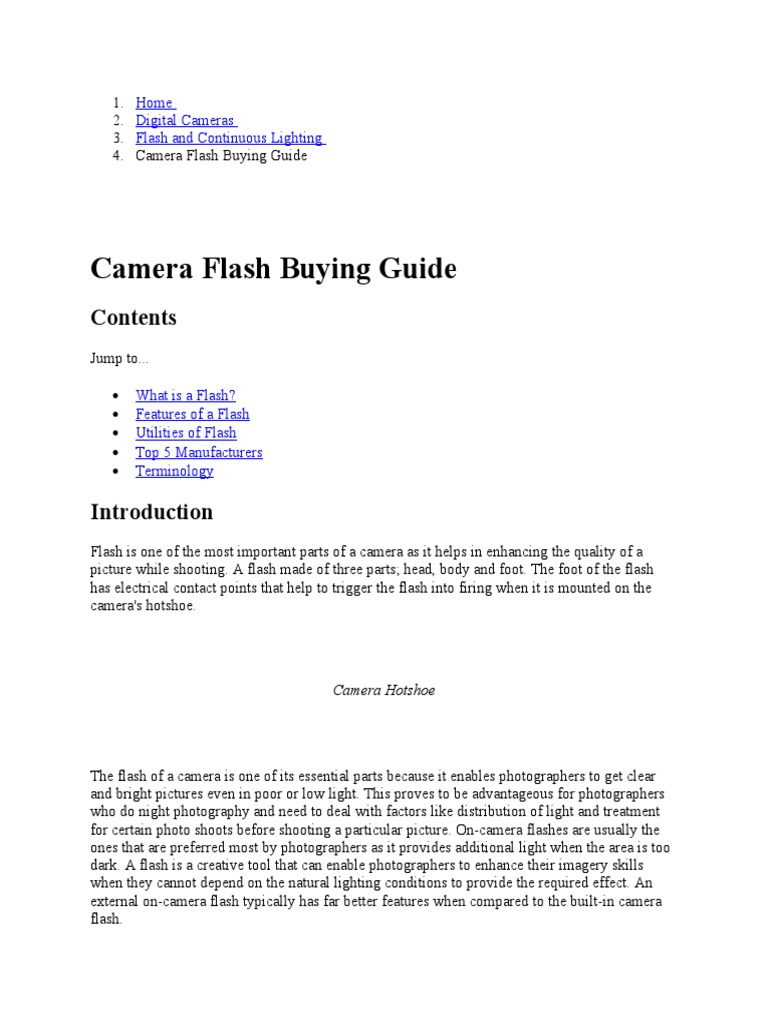 Camera Flash Buying Guide PDF Flash (Photography) Camera
