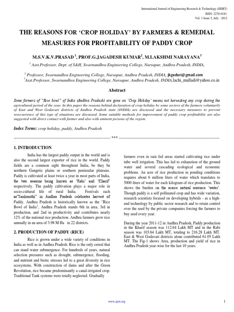 The Reasons For Crop Holiday by Farmers Remedial Measures For