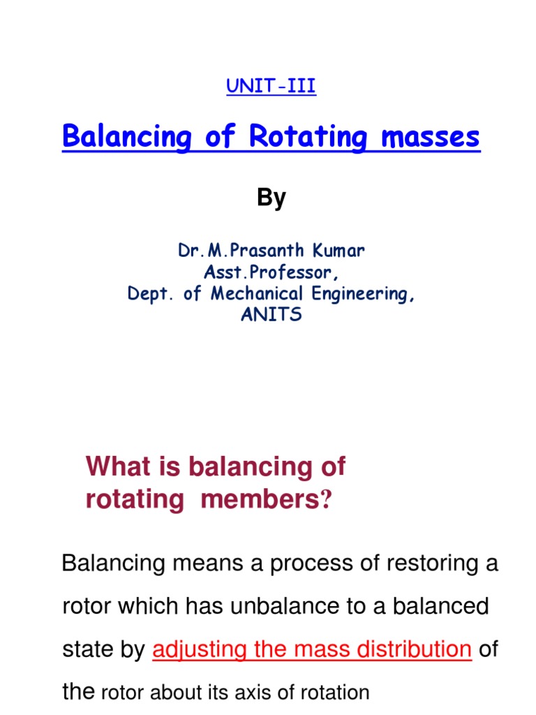 Balancing of Rotating Masses | PDF | Amplitude | Machines