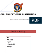Raghu Educational Institutions: Python Control Statements File Handling