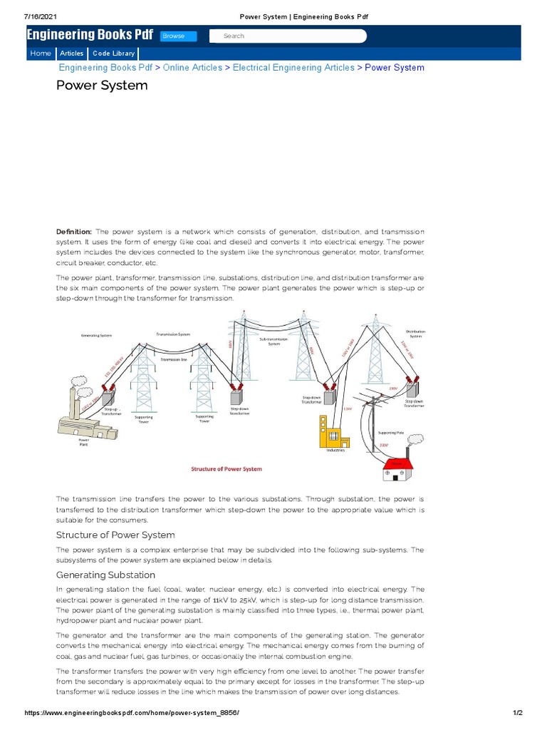 Power System Engineering Books Pdf Electric Power Transmission Electrical Substation