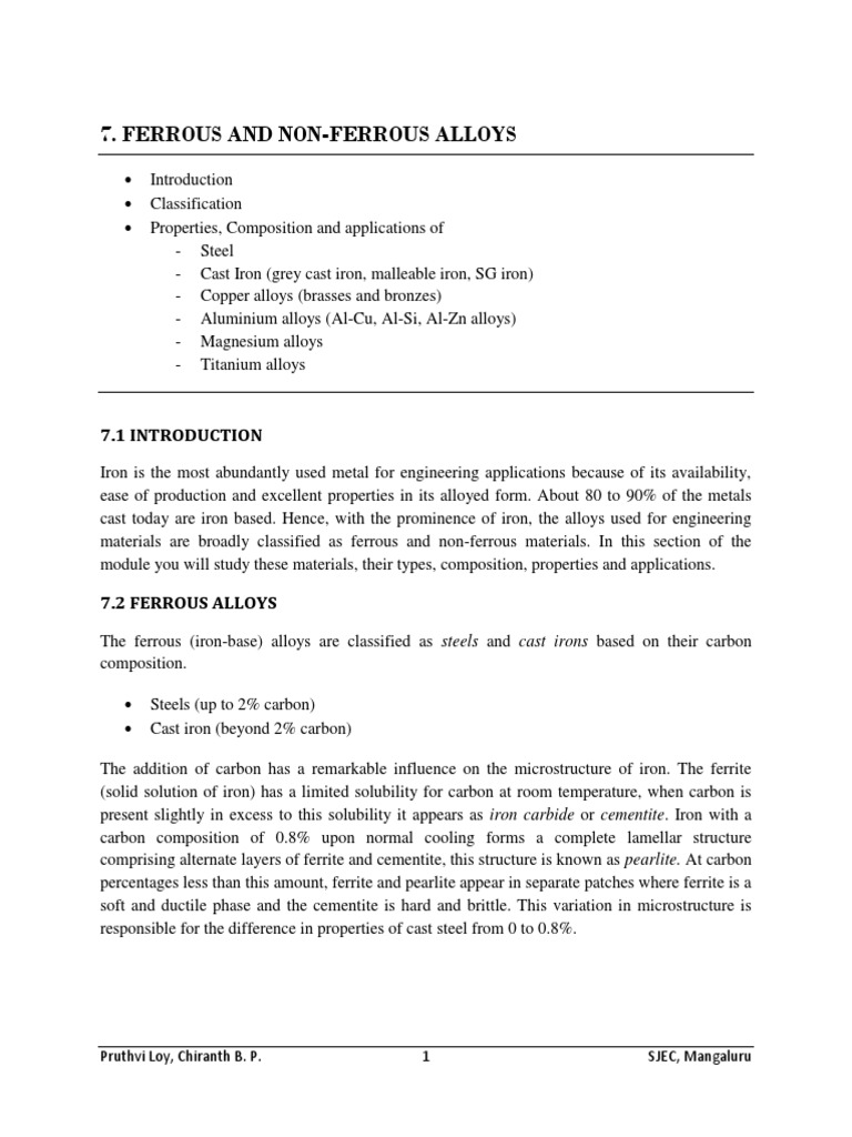Ferrous and Non-Ferrous Alloys Overview | PDF | Cast Iron | Alloy