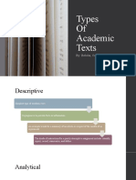 Types of Academic Texts: By: Belulia, Cepe, Coral