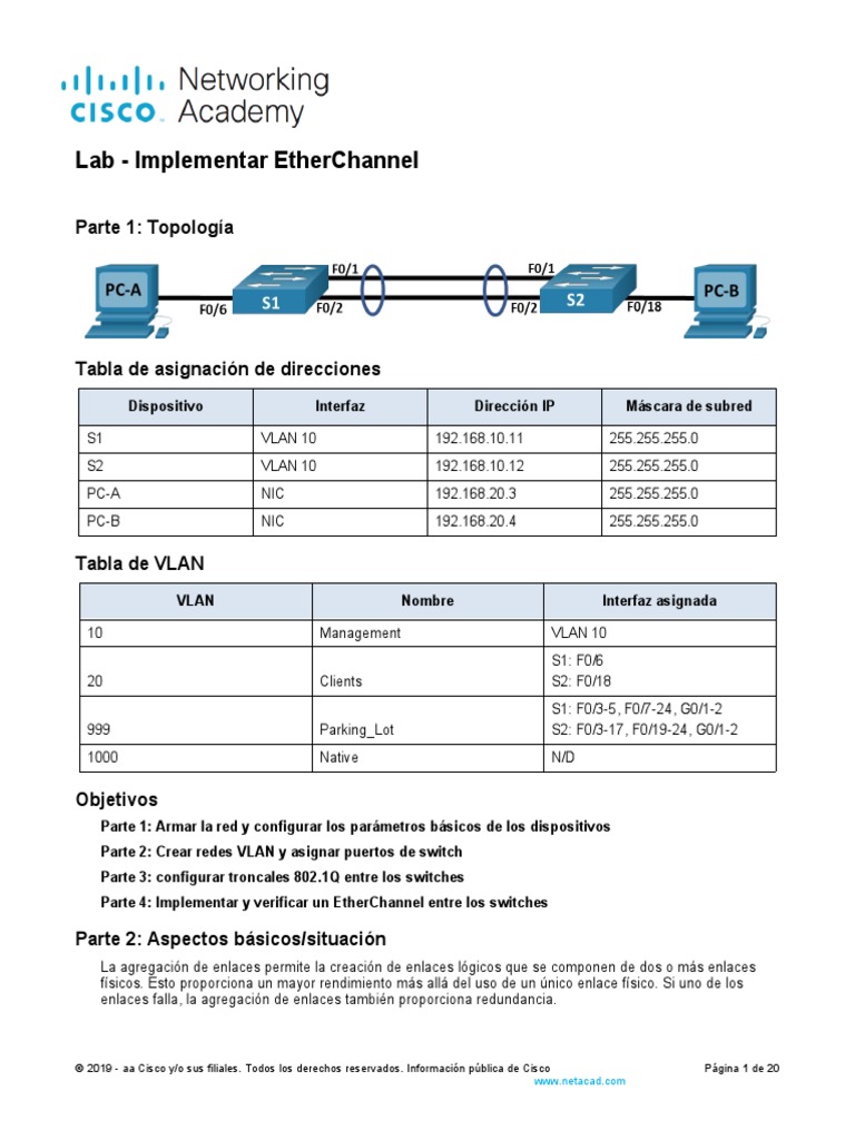 6 4 2 Lab Implement Etherchannel | PDF | Ethernet | Arquitectura de ...
