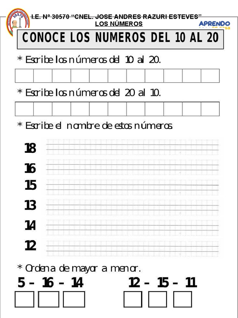 Numeros Del 10 Al 20 | PDF