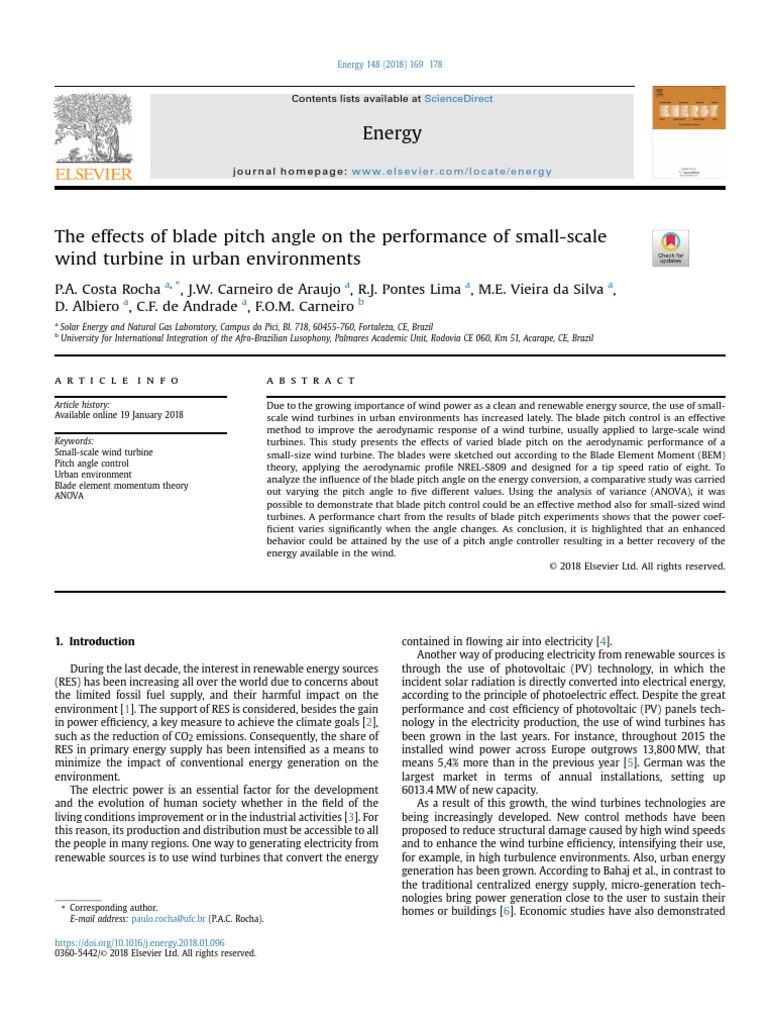 Rocha Et Al - 2018 - The Effects of Blade Pitch Angle On The ...
