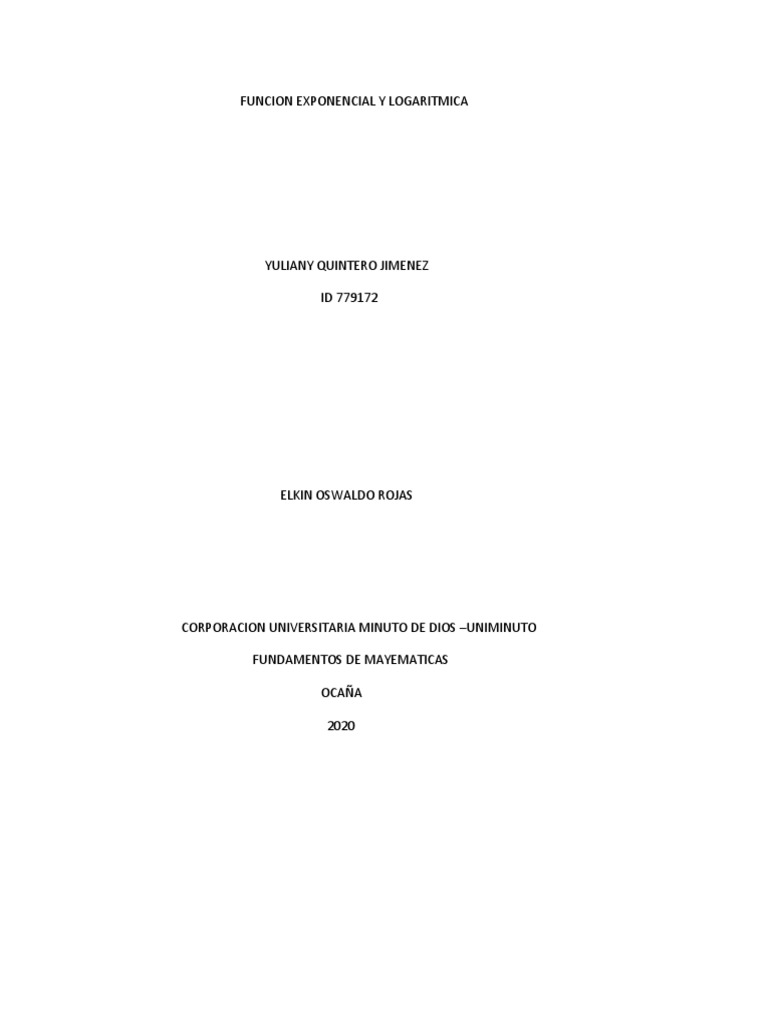 Funcion Exponencial y Logaritmica Yuliany | PDF | Logaritmo | Funcion ...