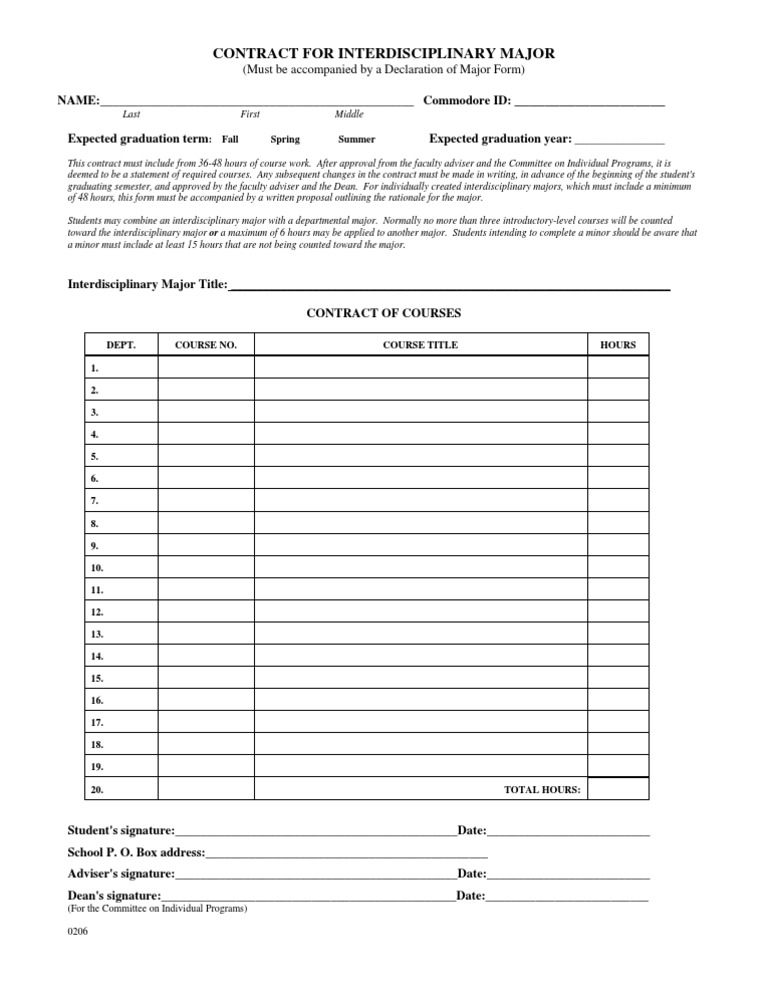 Interdisciplinary Major Contract Form | PDF | Government