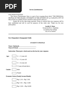 Survey Questionnaire