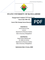 State University of Bangladesh Assignment on Strategic Human Resource Management
