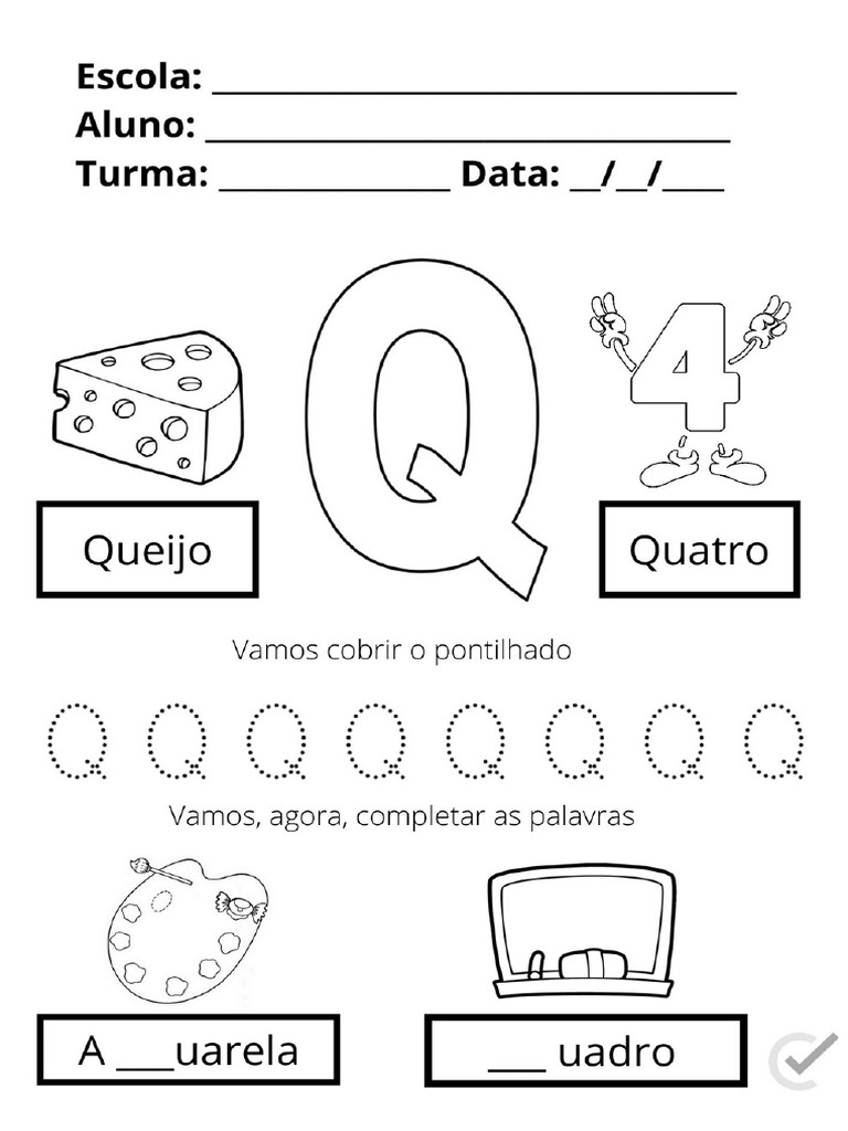 Atividades de Alfabetizacao Letra Q 34 | PDF