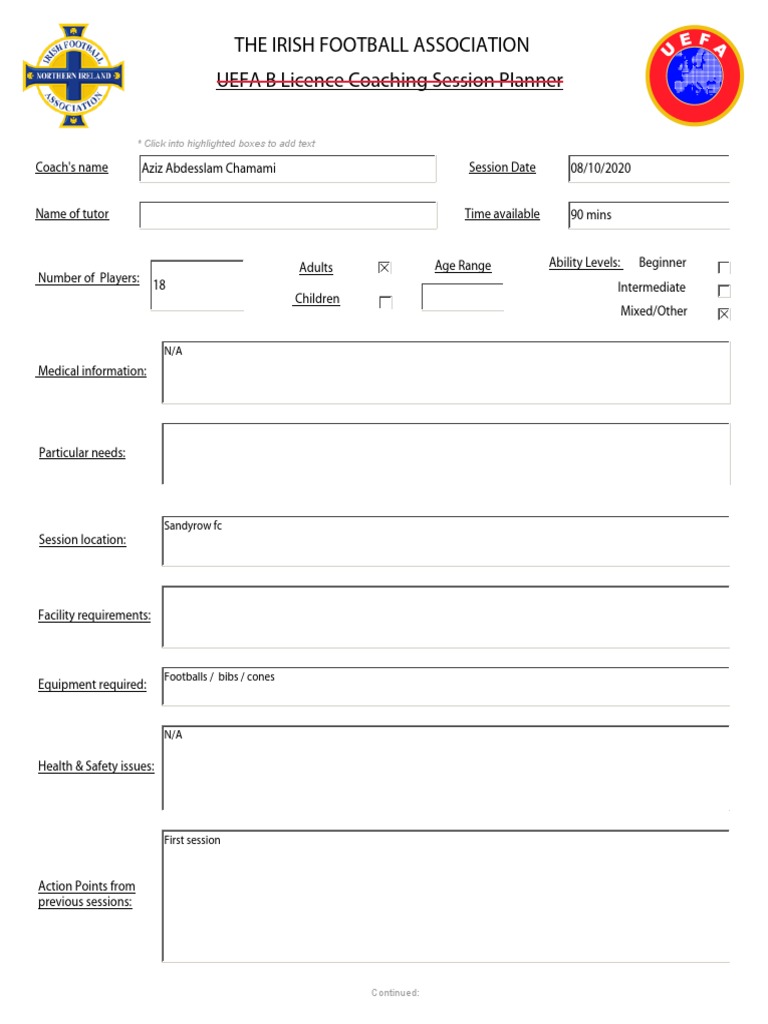 Youth Football Training Session Plan | PDF | Defender (Association ...