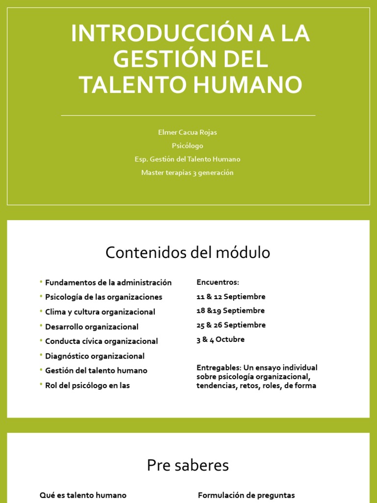 Introducción a la Gestión del Talento Humano | PDF