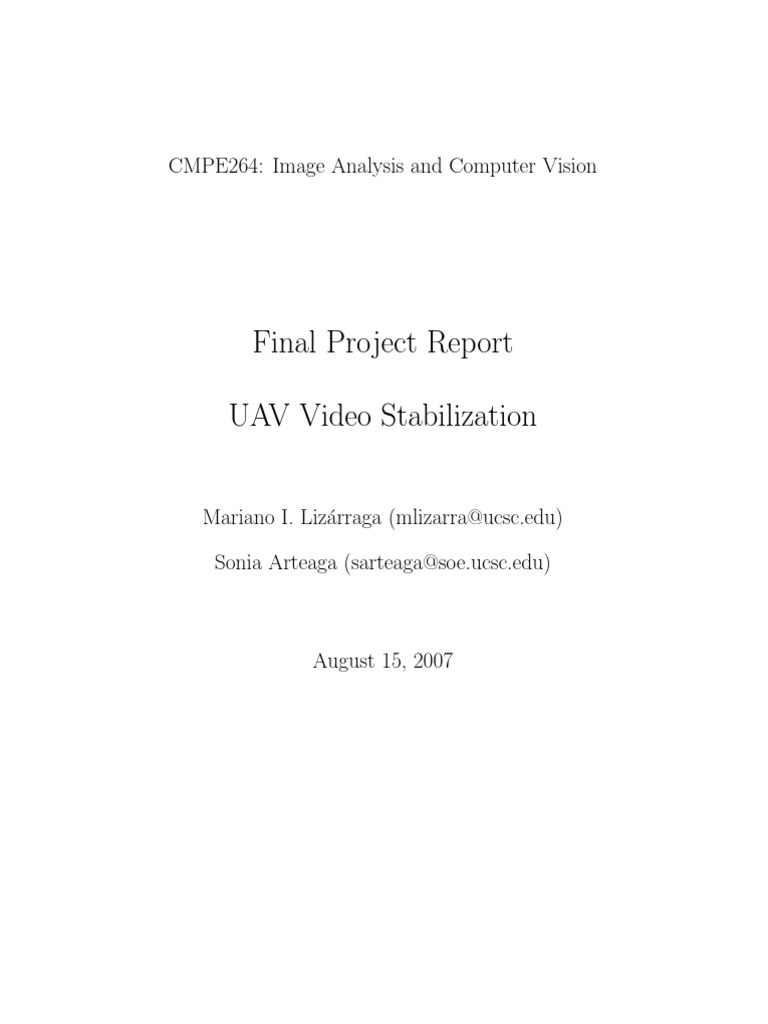 Final Project Report UAV Video Stabilization: CMPE264: Image Analysis ...