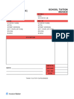 School Tuition Invoice Template