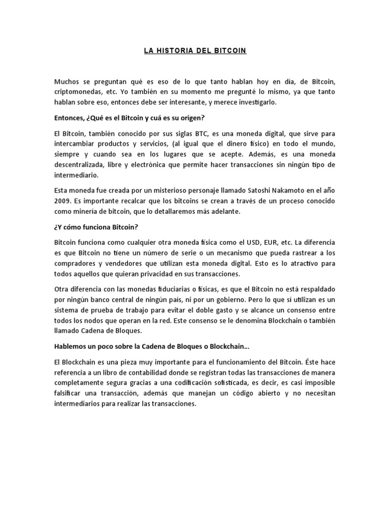 La Historia Del Bitcoin | PDF | Bitcoin | Criptomoneda