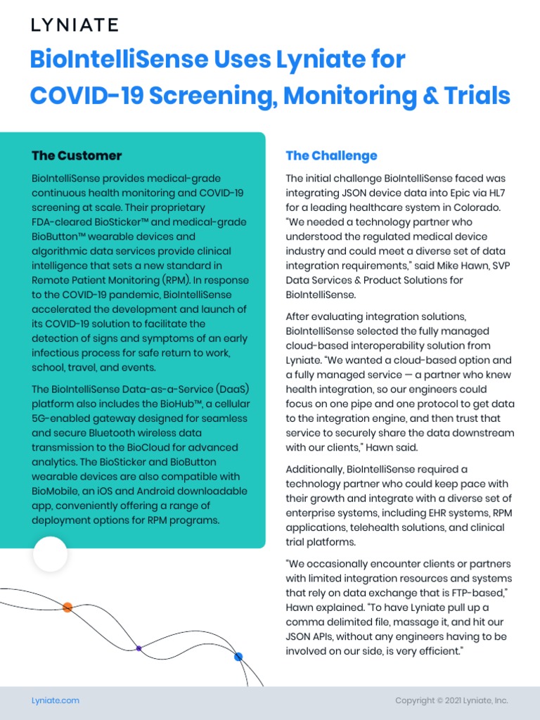 Biointellisense Uses Lyniate For Covid-19 Screening, Monitoring ...